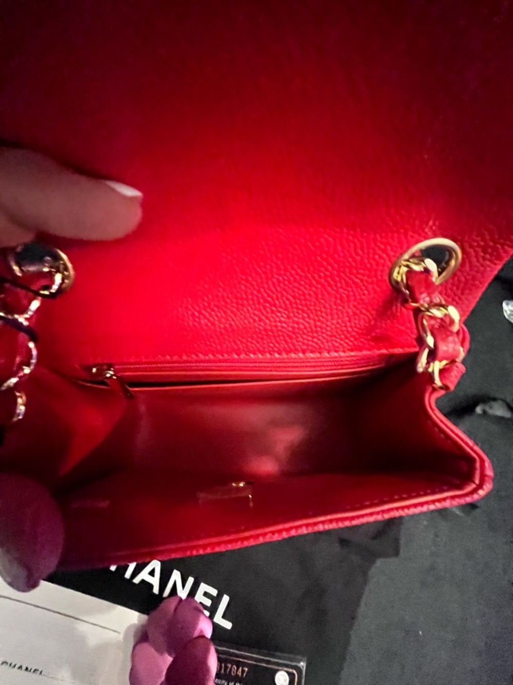 Chanel Quilted Mini Flap Bag in Bright Red leather - Picture 9 of 9